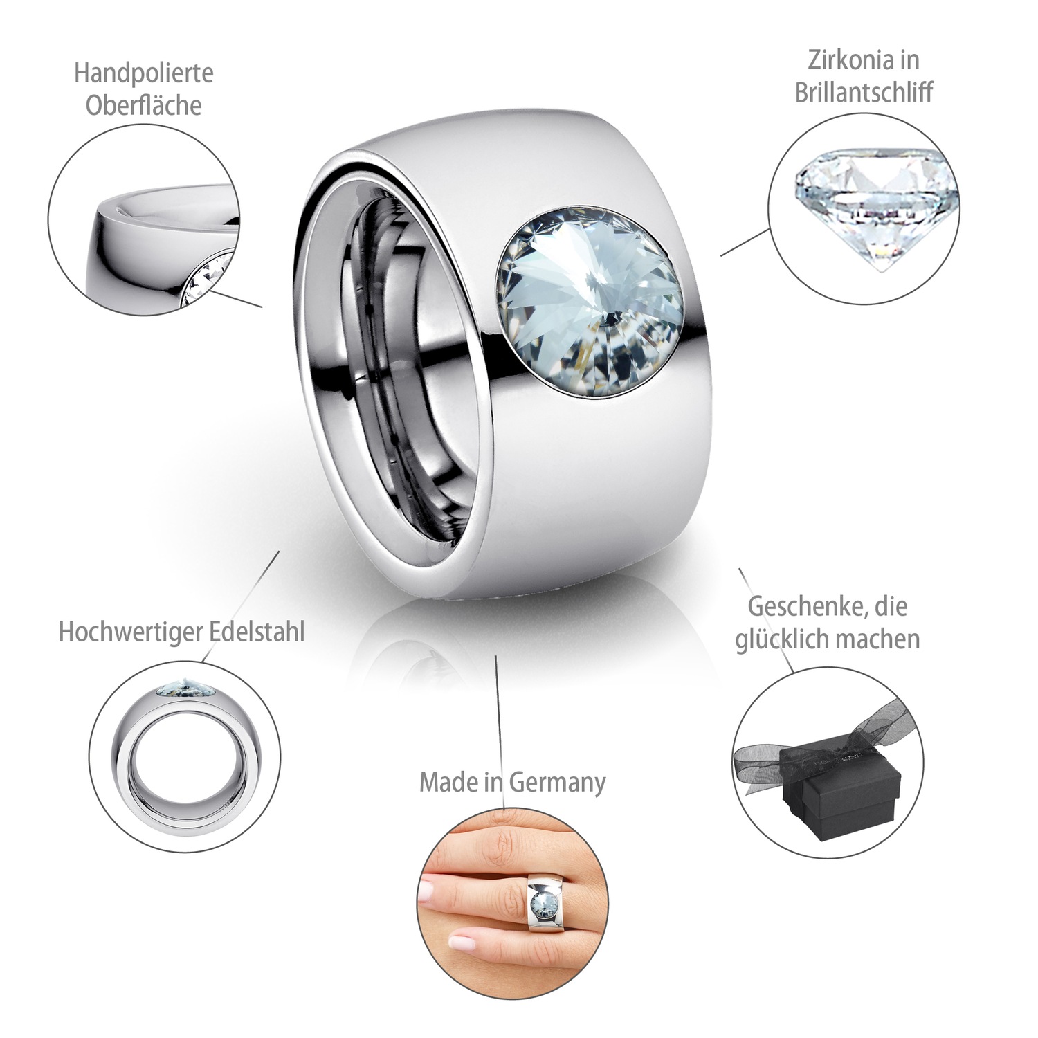 Heideman Bague Coma Crystal