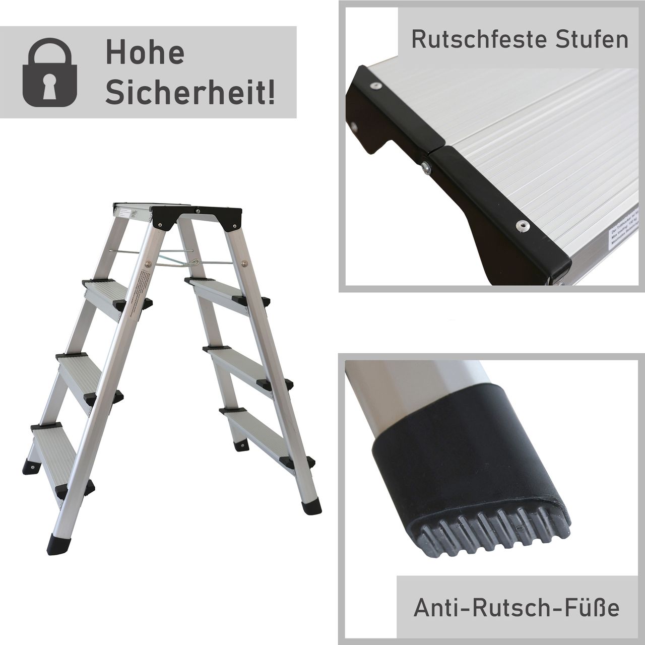 Lemodo Alu Trittleiter mit 4 Stufen
