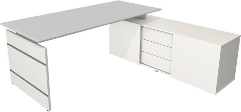 Kerkmann 11447311 Schreibtisch Form 4 L-Förmig Weiß 1950 x 1770 x 740 mm