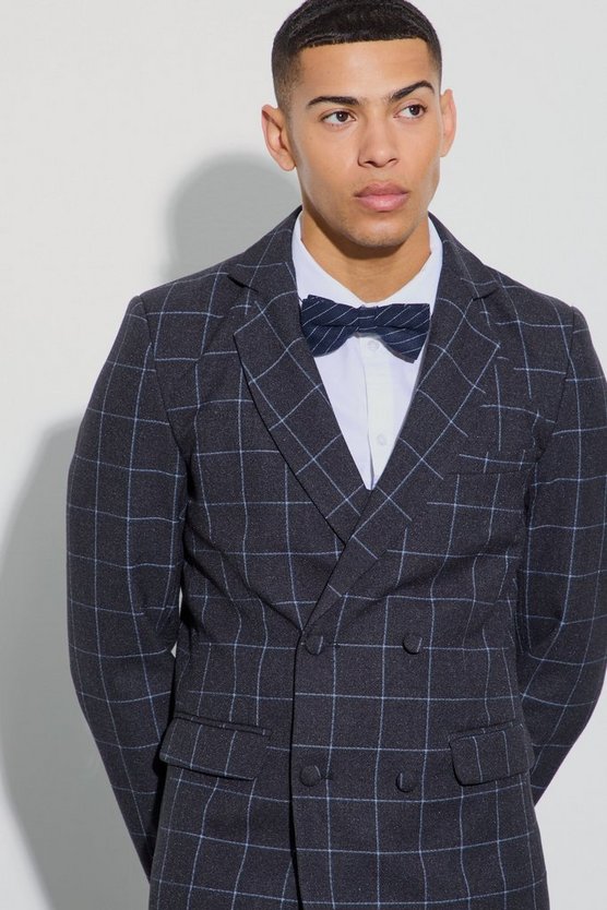 Zweireihiger karierter Slim-Fit Blazer