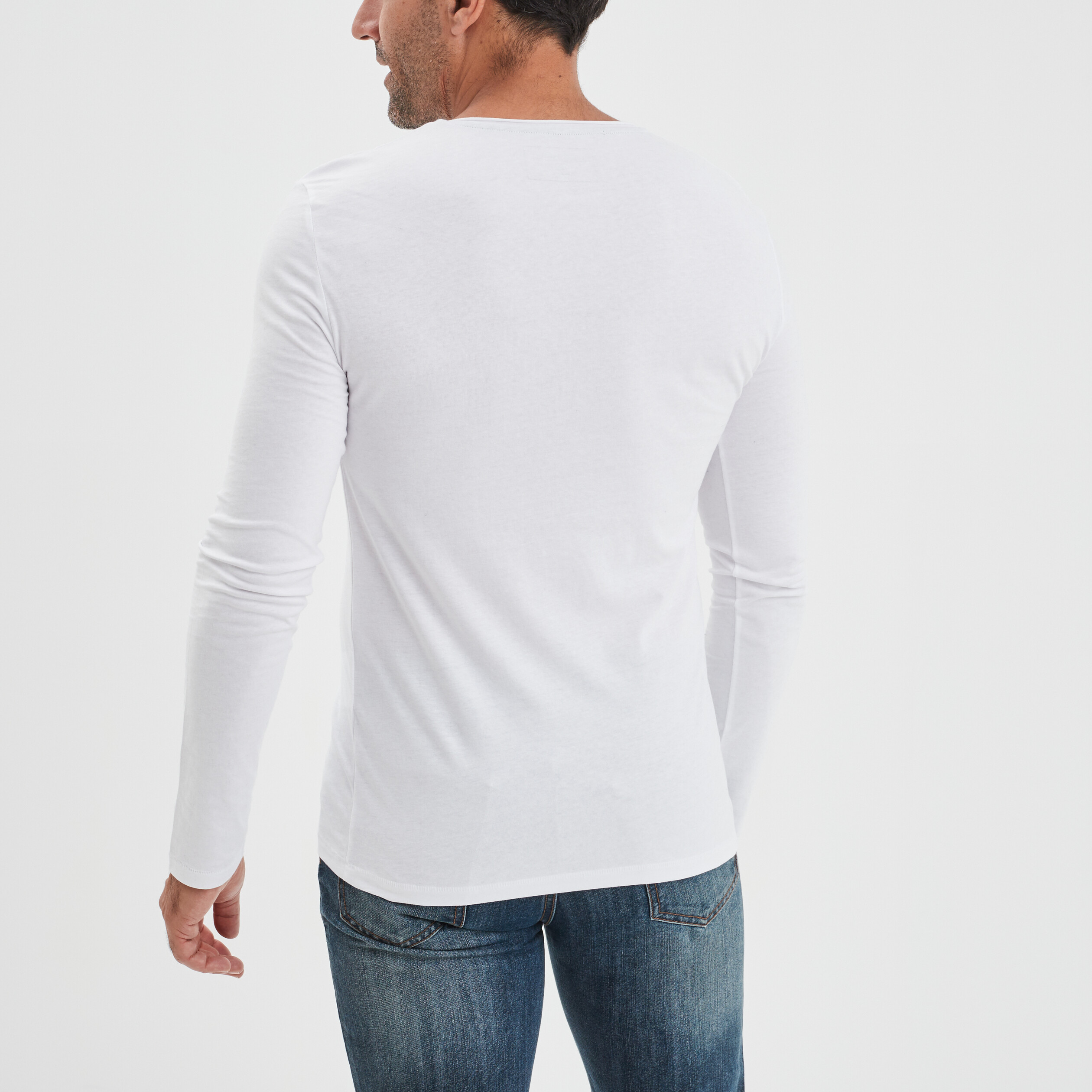 T-shirt manches longues Liberto blanc homme | La Halle