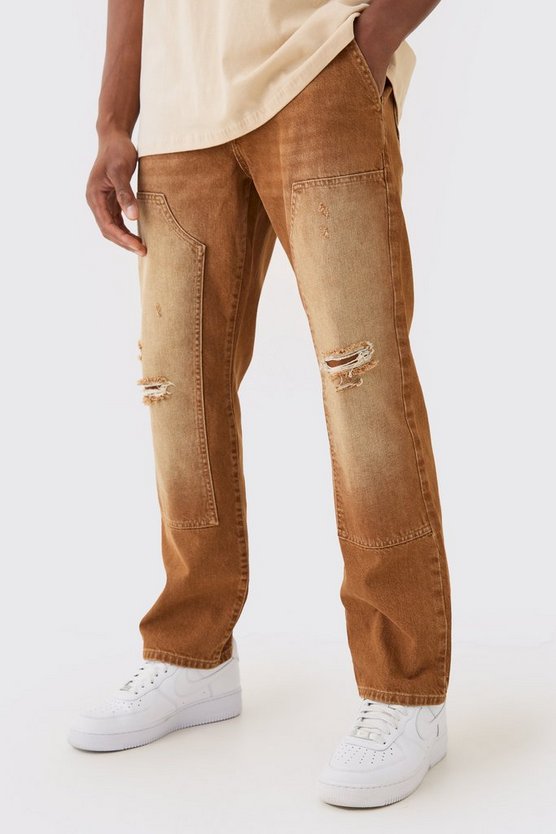 Lockere Jeans in Braun