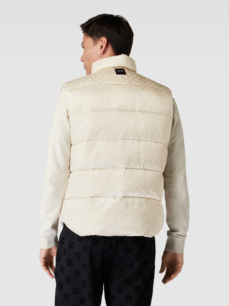 Steppweste mit Logo-Muster in offwhite