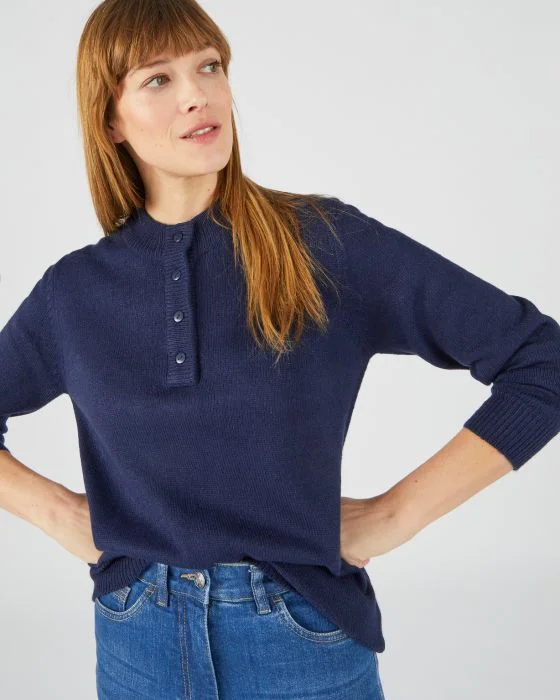 Pull col montant boutonné