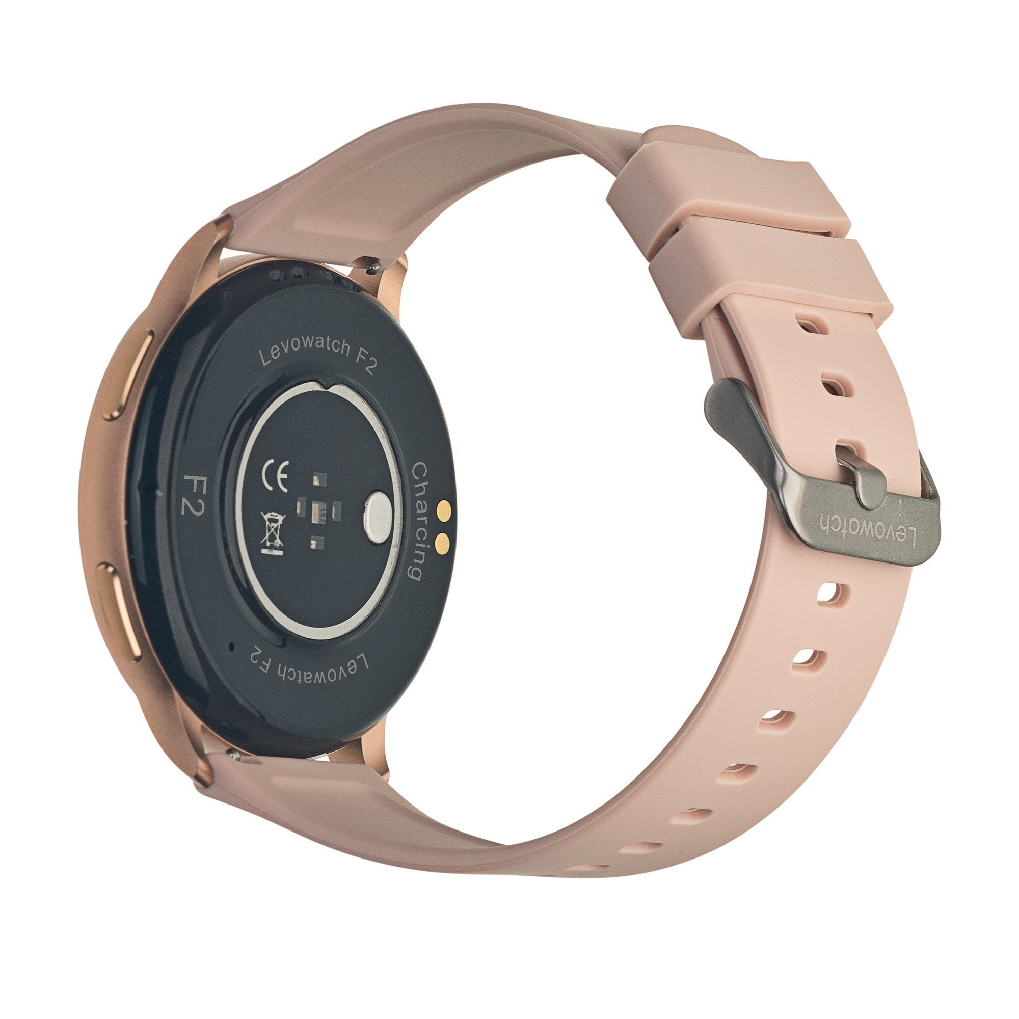 Levowatch F2 Damen Smartwatch (3,3 cm/1,3 Zoll, Android / iOS), Telefonie, Thermometer, inkl. Wechselarmband, Alu-Umrandung, Echtzeit-Puls, Hochauflösend 392dpi, Musiksteuerung, 2x Armbänder