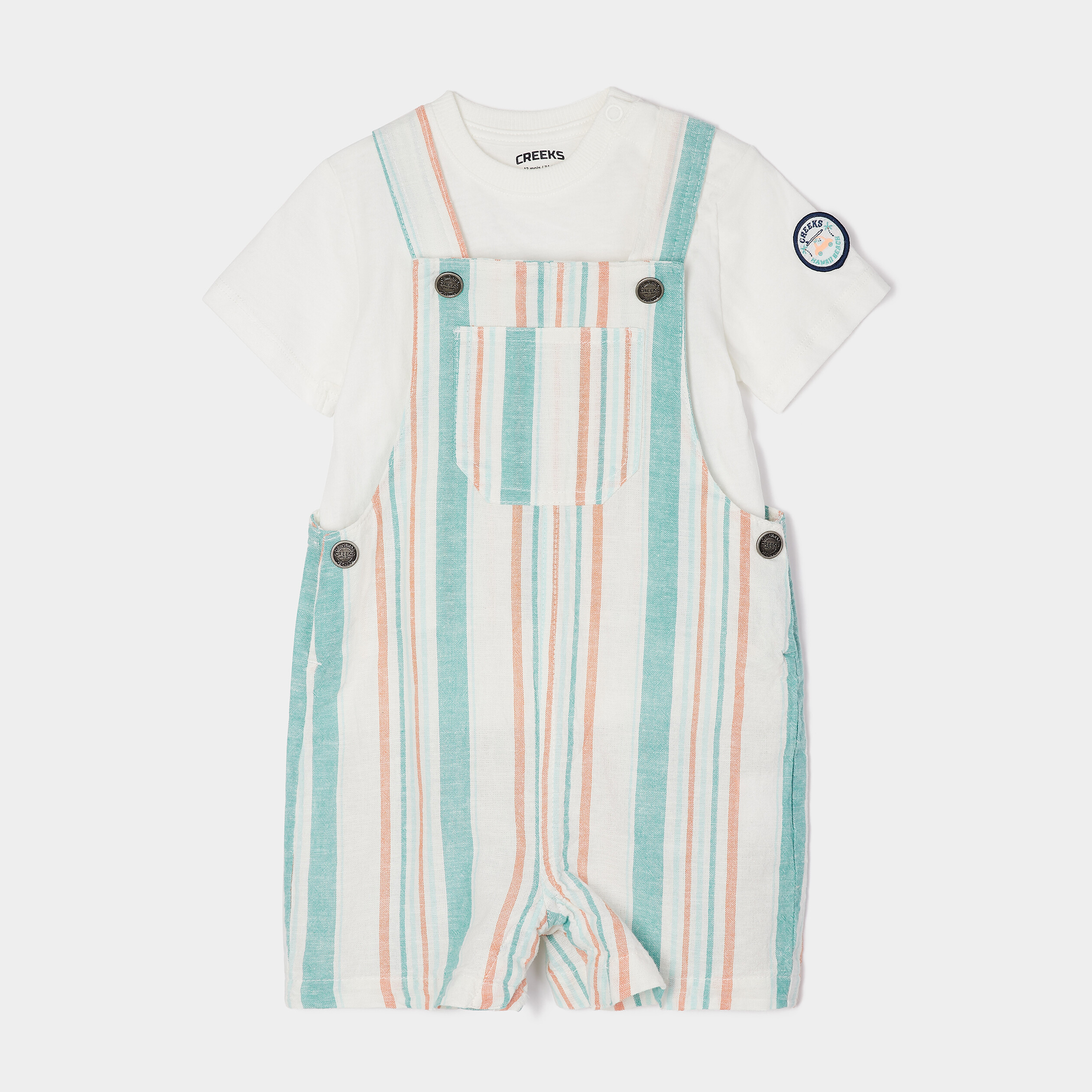 Ensemble salopette t-shirt Creeks ecru bébé garçon | La Halle