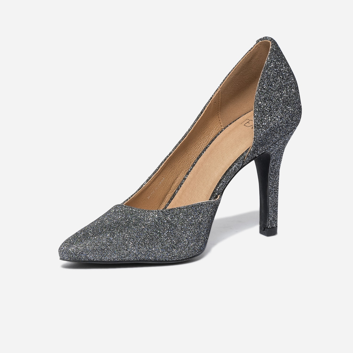 Stiletto TEXTO gris pailleté
