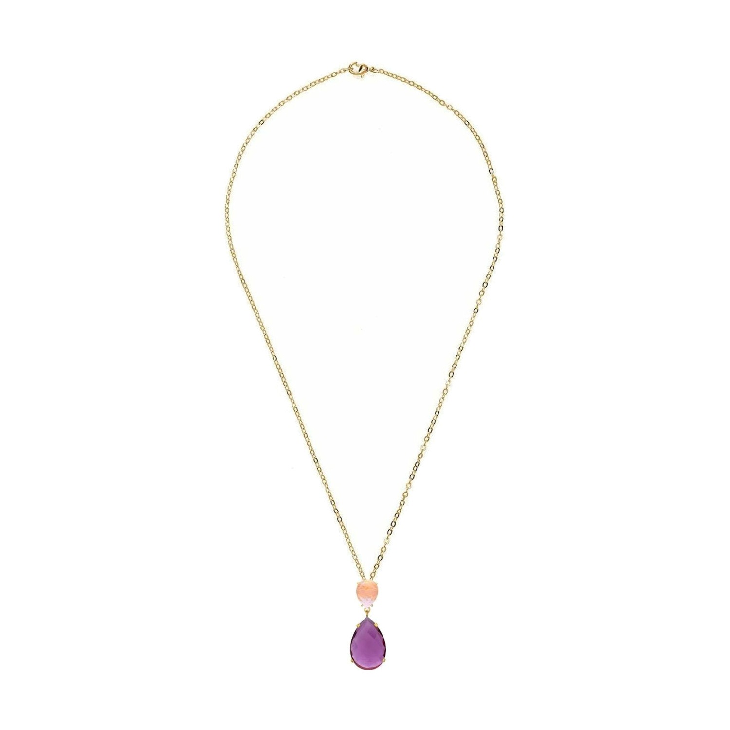 Kette mit Anhänger 'Amethyst ROSENQUARZ Tropfen'