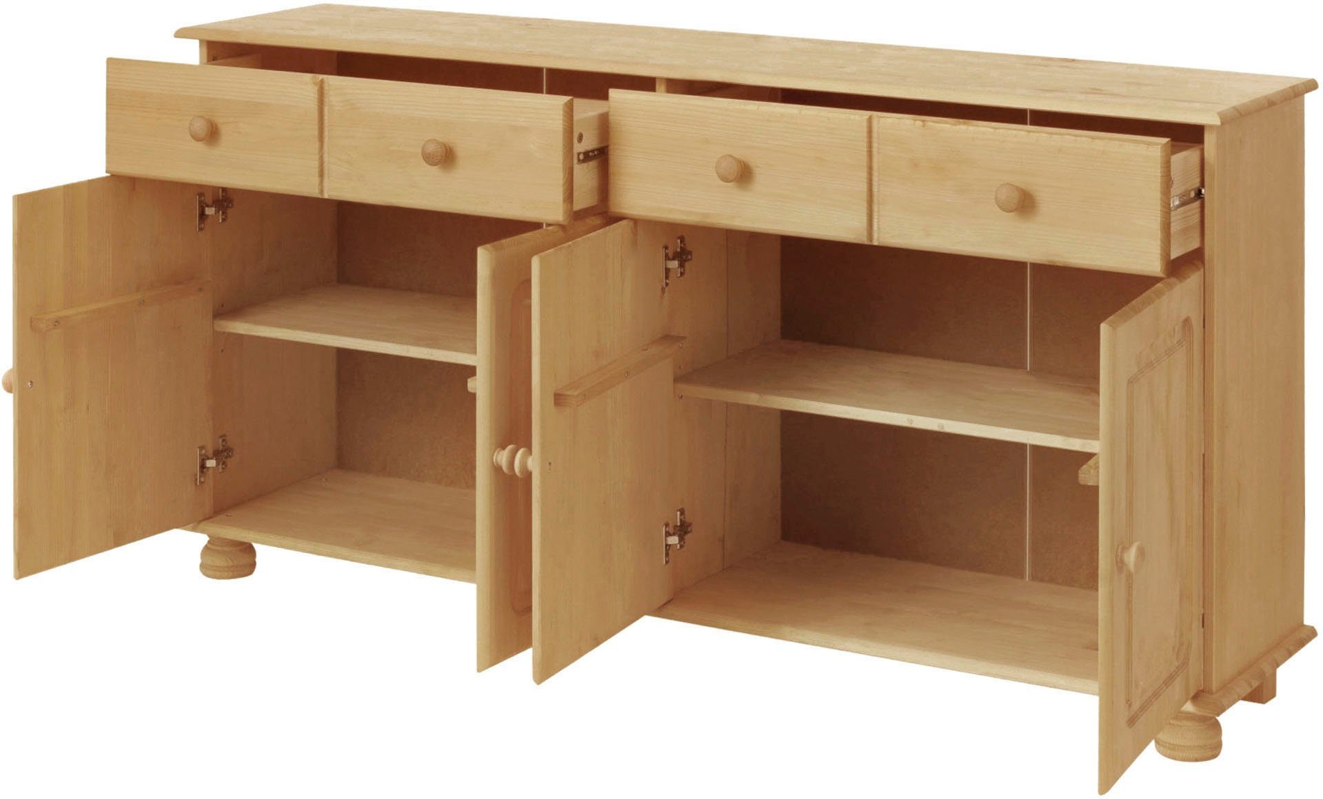 Home affaire Sideboard Mette, aus massivem Kiefernholz, in weiteren Farbvarianten, Breite 156 cm