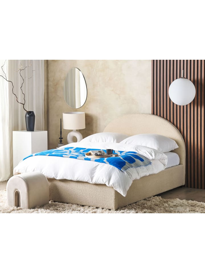 Beliani Doppelbett VAUCLUSE in Beige - (W) 154 x (H) 112 x (L) 214 cm günstig kaufen onesize