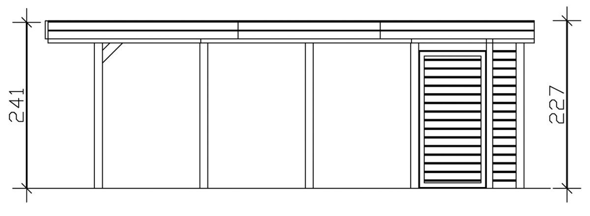 Skanholz Einzelcarport Friesland 2, BxT: 314x708 cm, 207 cm Einfahrtshöhe, (Set), mit Abstellraum
