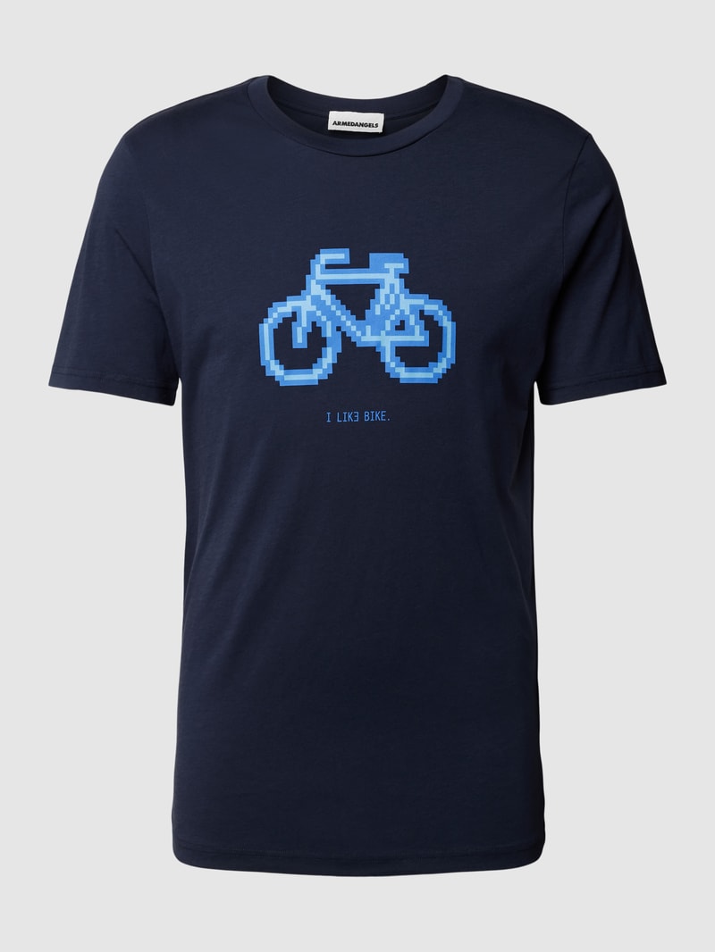 T-Shirt mit Statement-Print in dunkelblau