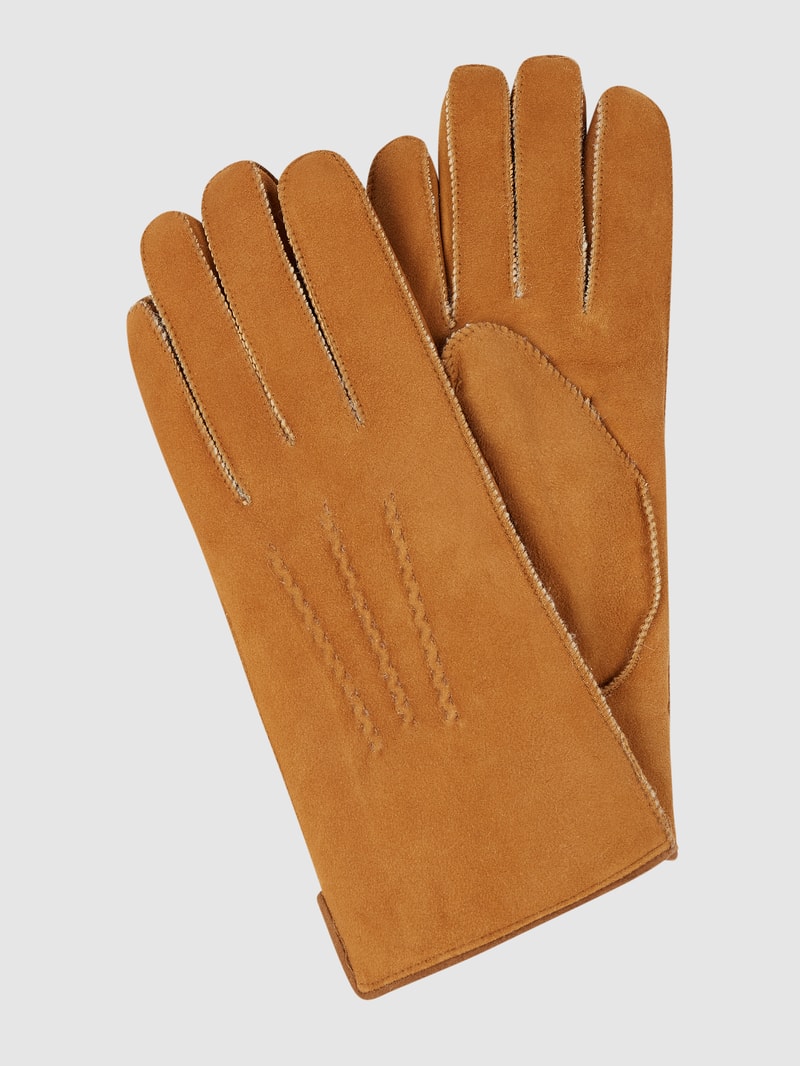 Lederhandschuhe aus Lammshearling in hellbraun