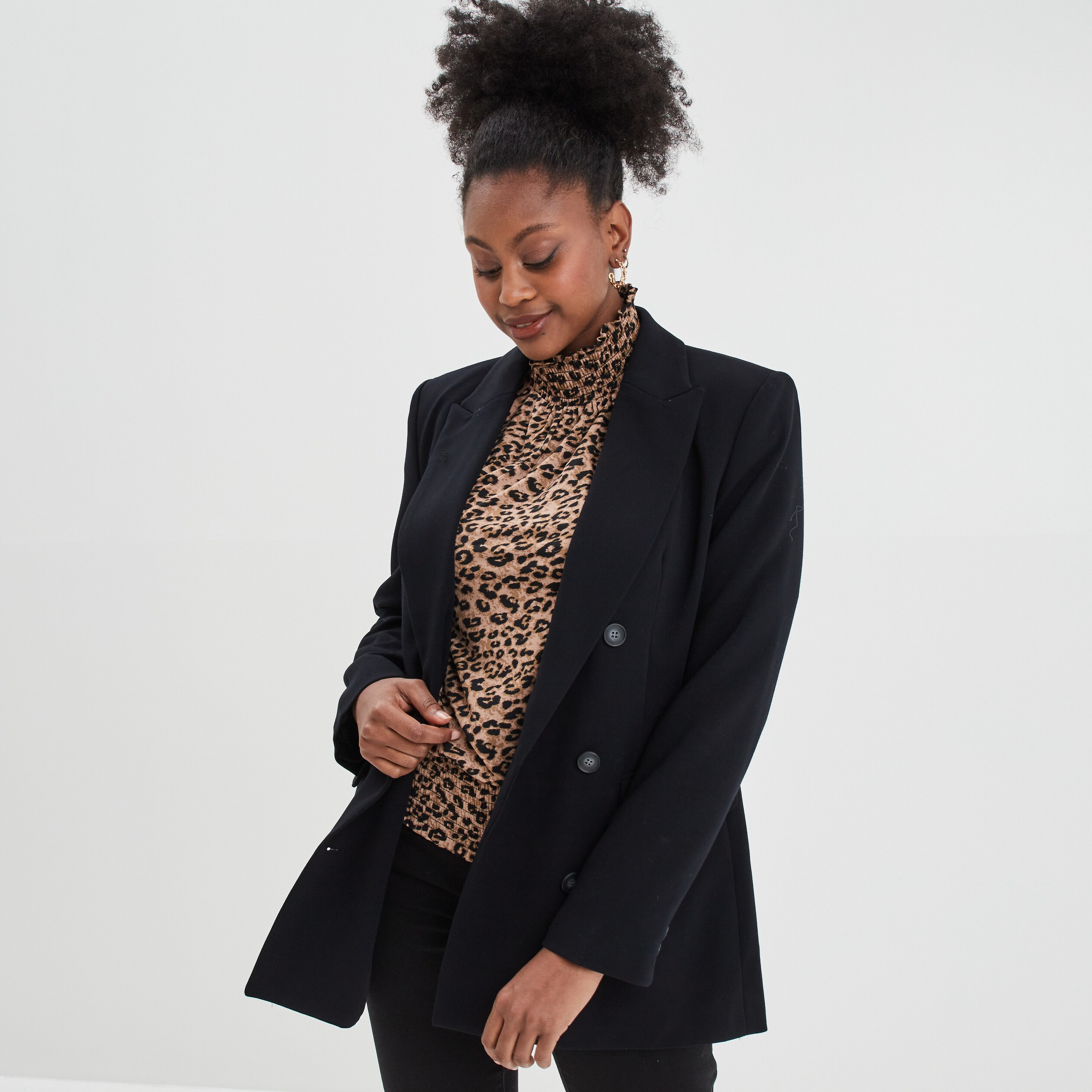 Veste blazer à boutons doublée noir femme | La Halle
