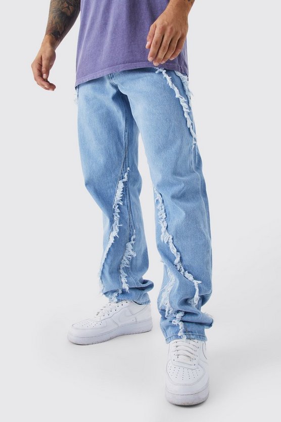 Lockere Jeans mit ausgefranstem Saum