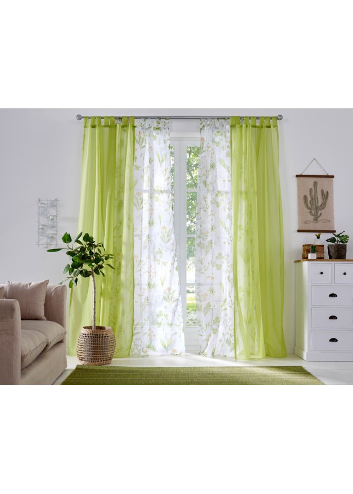 Gardine mit floralem Druck (1er Pack)