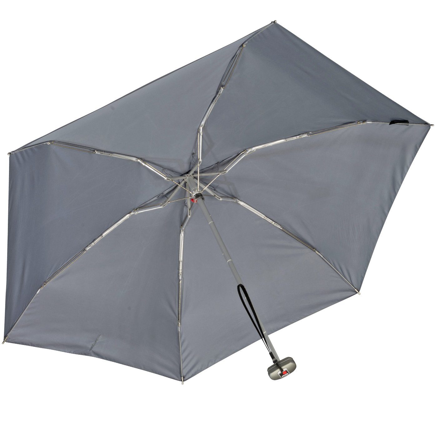 Knirps® Taschenregenschirm winziger Damen-Taschenschirm, leicht und flach, für die Handtasche - Travel grau grey