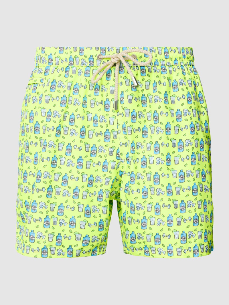 Badehose mit Allover-Muster Modell 'MICRO FANTASY' in hellgrün