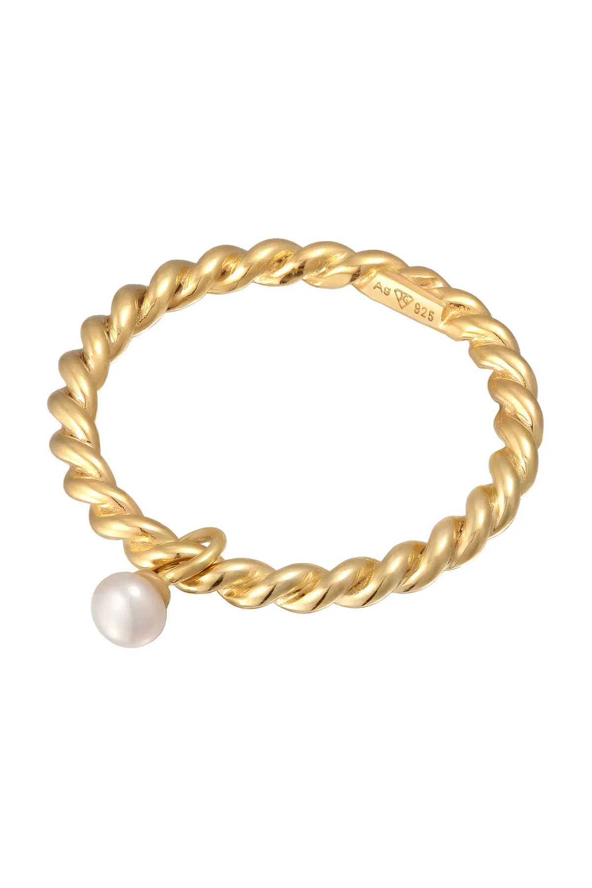 ELLI  Ring Bandring Kordel Twist Süßwasserperle 925 Silber