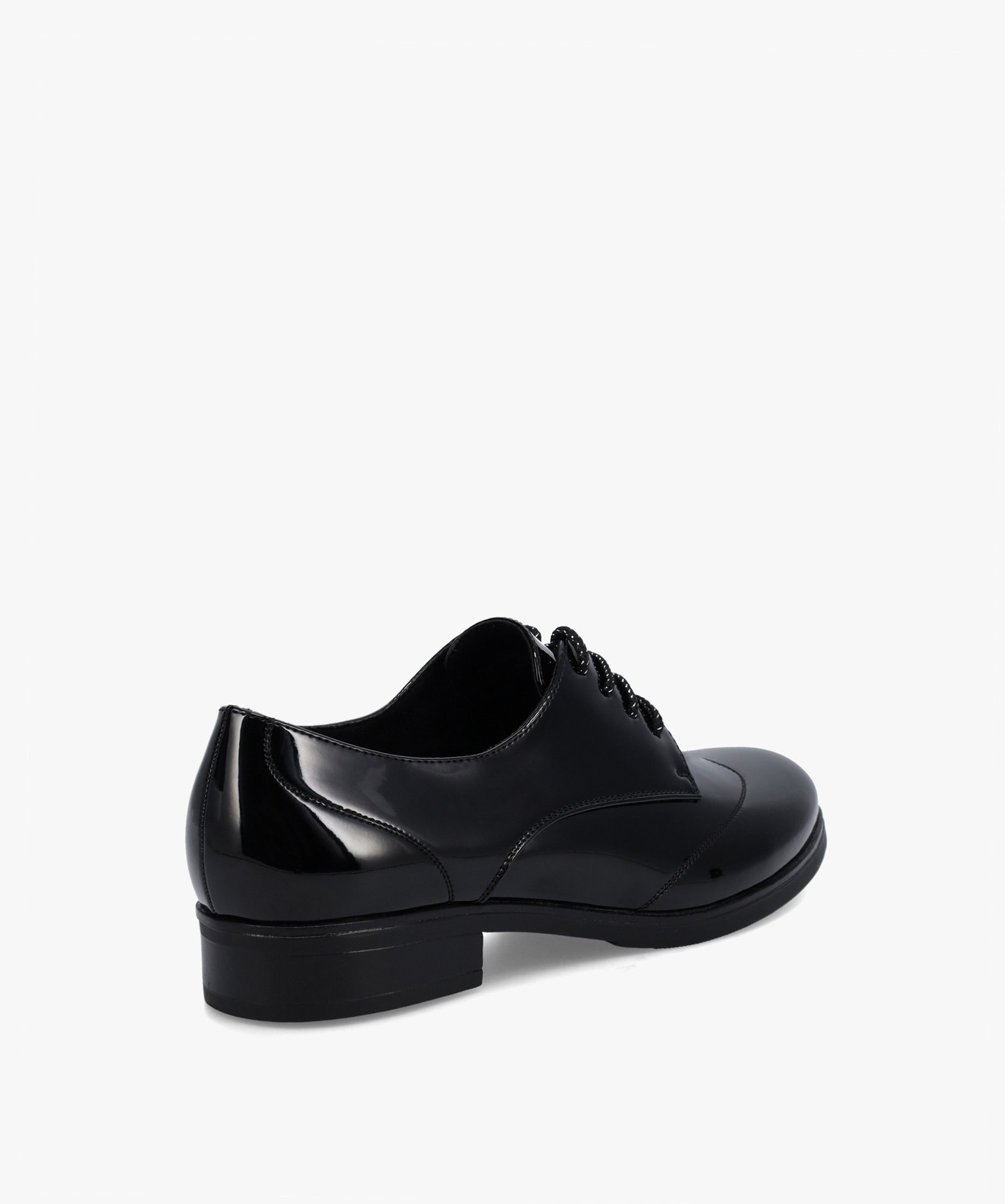 Derbies femme à talon plat et dessus fantaisie noir | GEMO