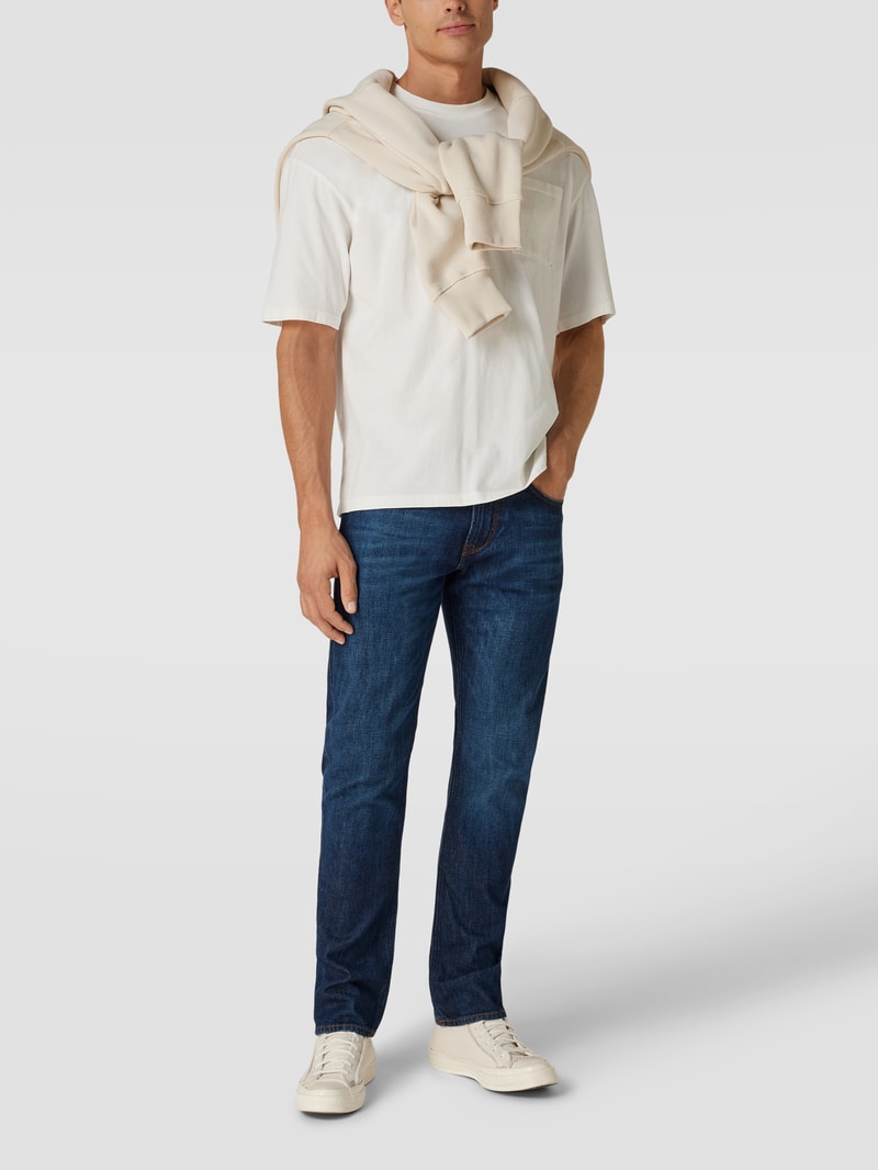 Jeans mit Kontrastnähten Modell 'John Neuer' in marineblau