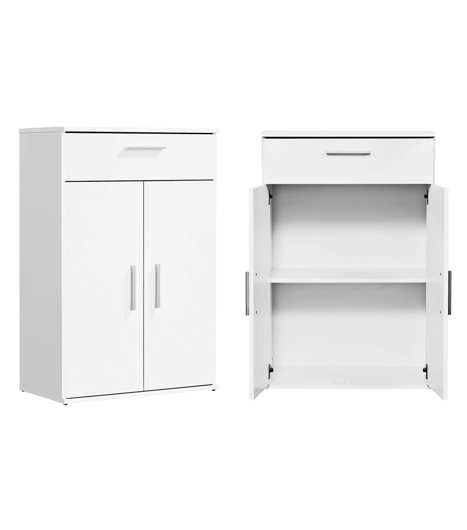 mokebo Mehrzweckschrank Der Praktische (90cm Höhe) Apothekerschrank, Vorratschrank, Schuhschrank, Küchenschrank Weiß