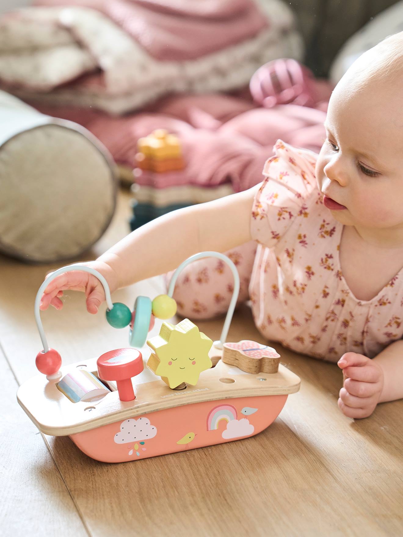 Vertbaudet Baby Mini-Spieltisch, Holz FSC - mehrfarbig/kirsche+sonne