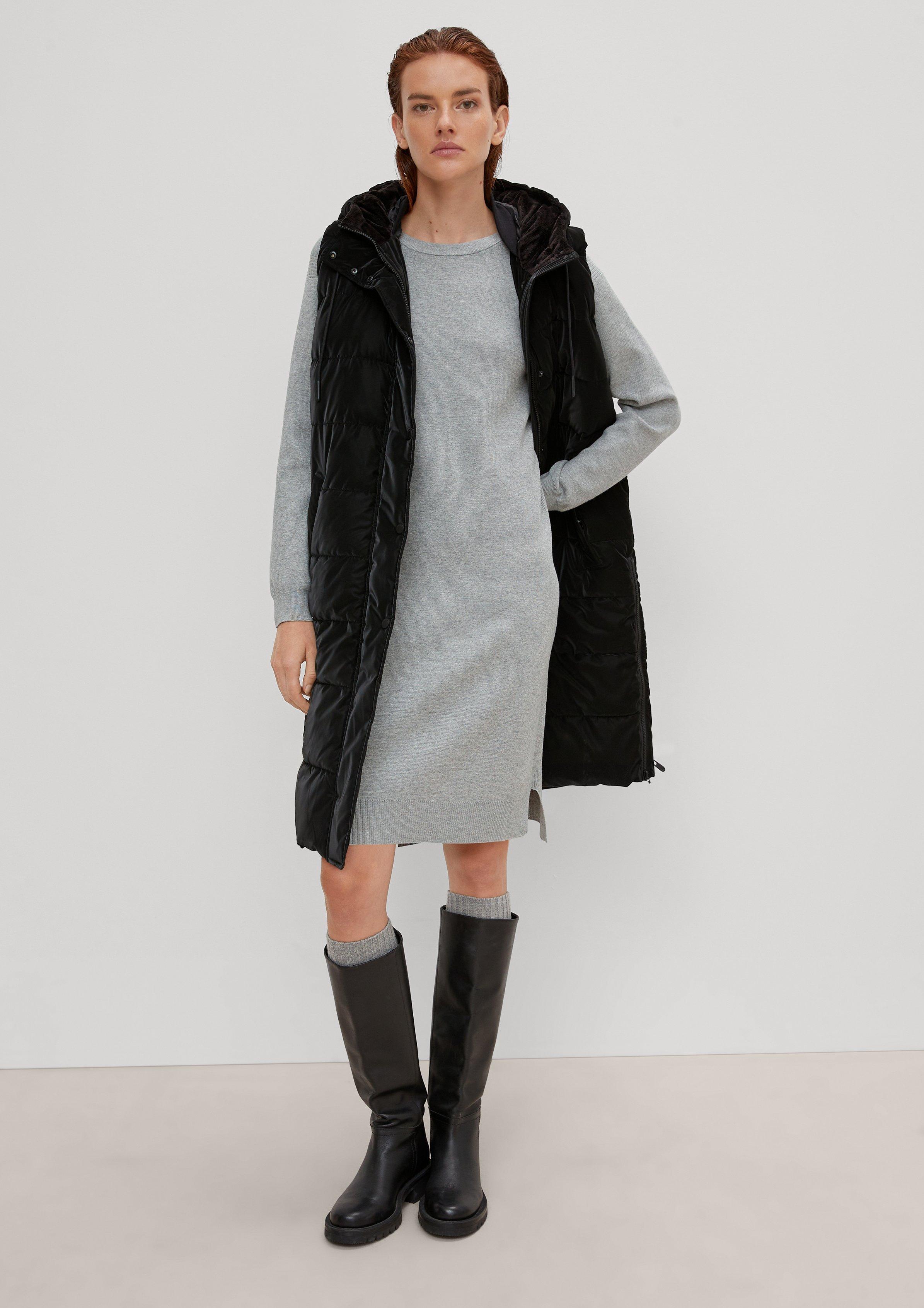 Feinstrickkleid mit Ripp-Details - graphit