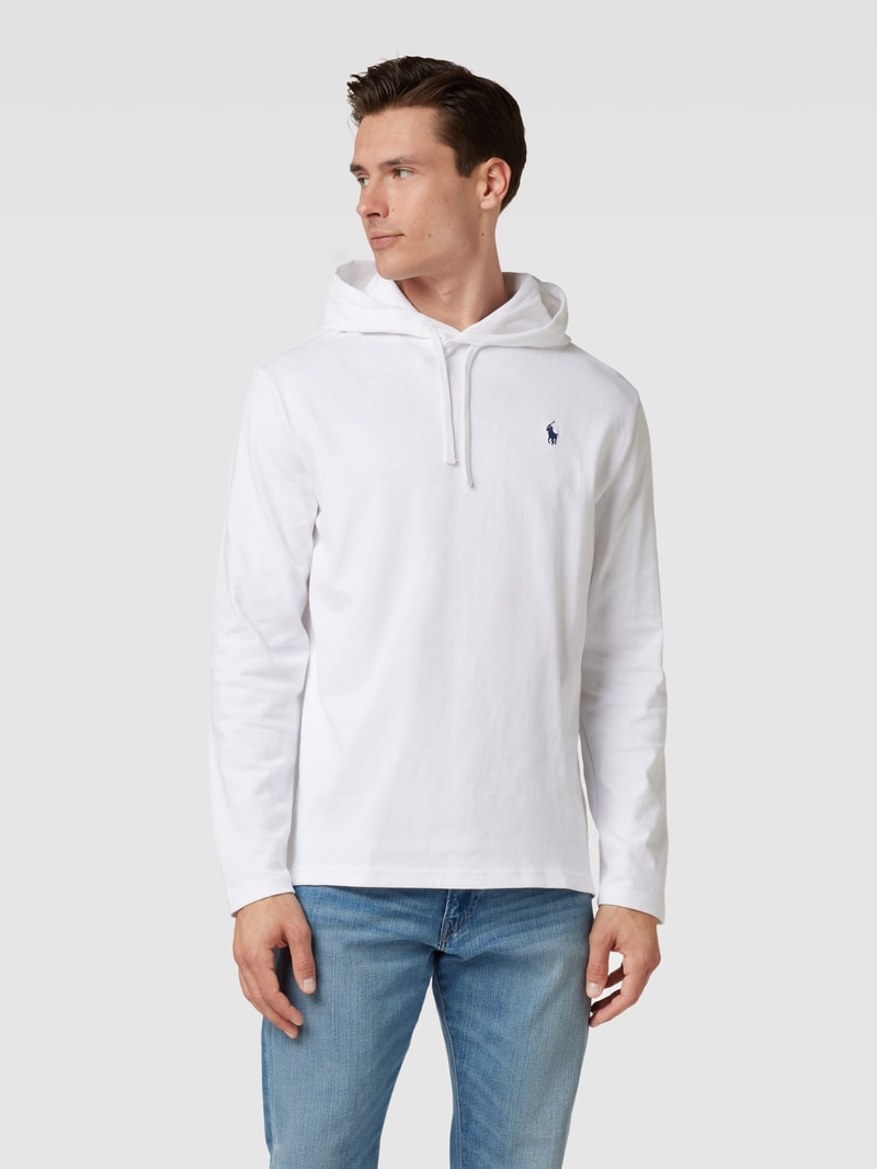 Hoodie mit Logo-Stitching in weiß