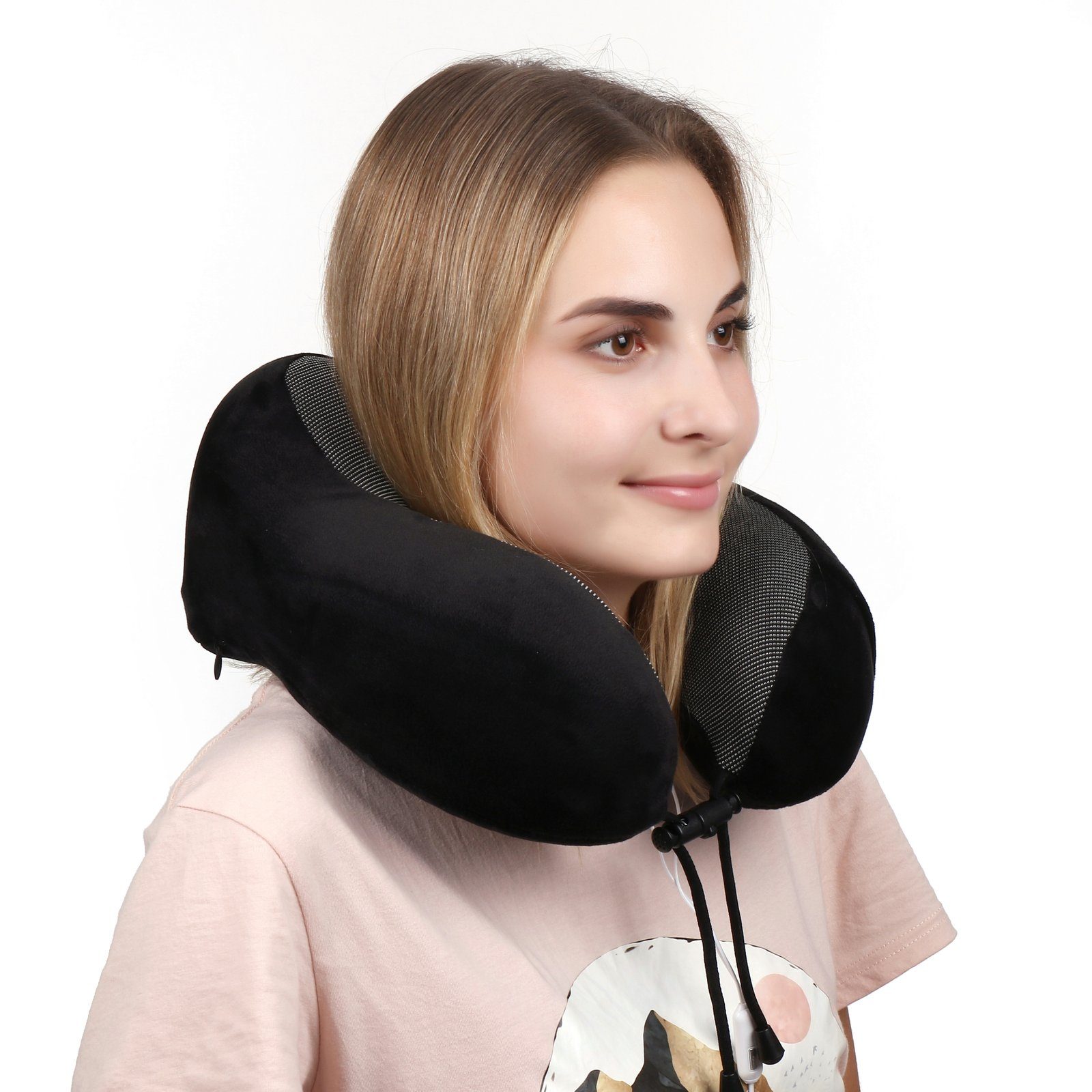 Wellgro Nackenkissen Nackenkissen mit 3D Schlafmaske und Ohrstöpsel - abnehmbarer Bezug