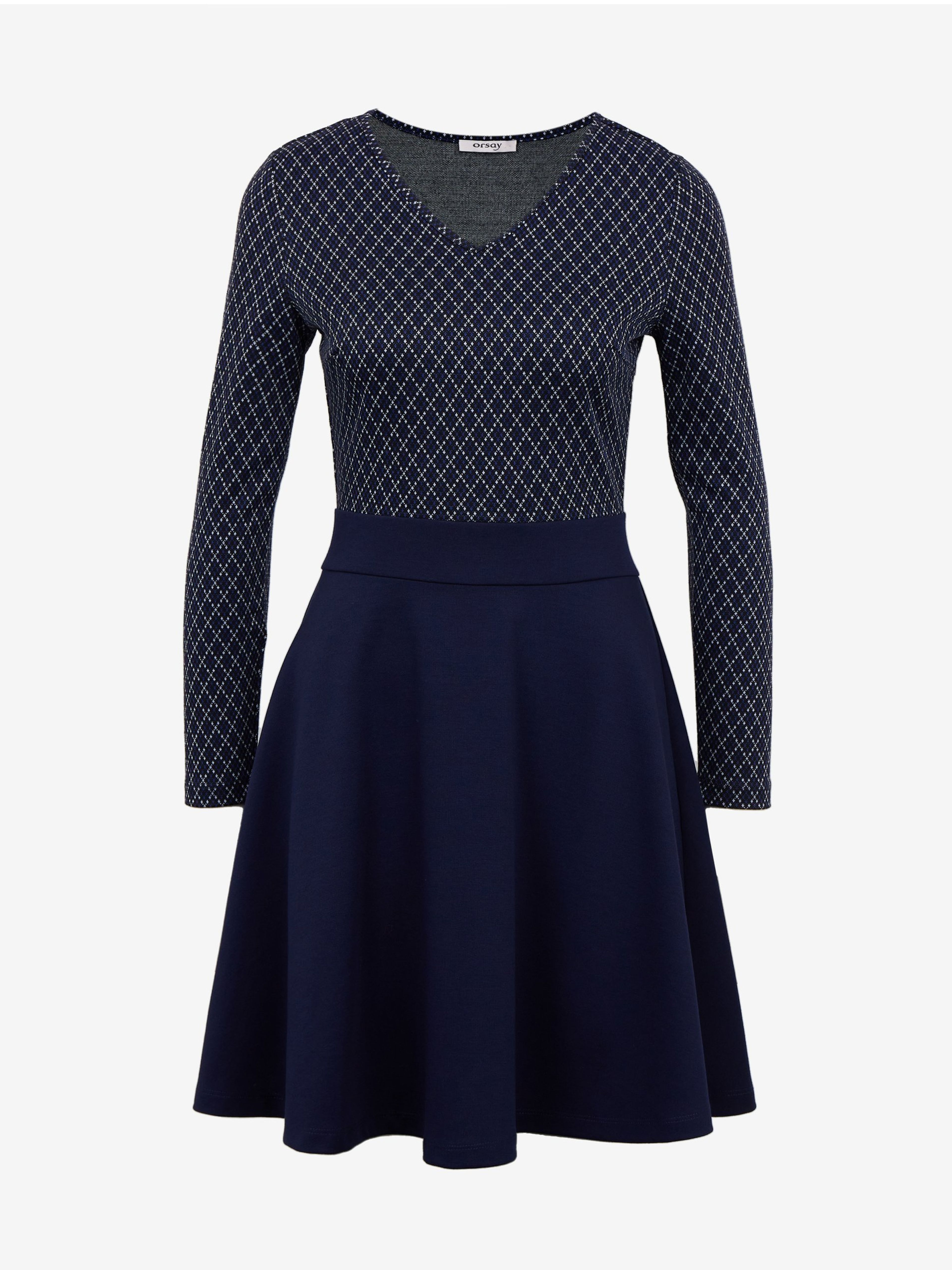 Dunkelblaues gemustertes Damenkleid ORSAY