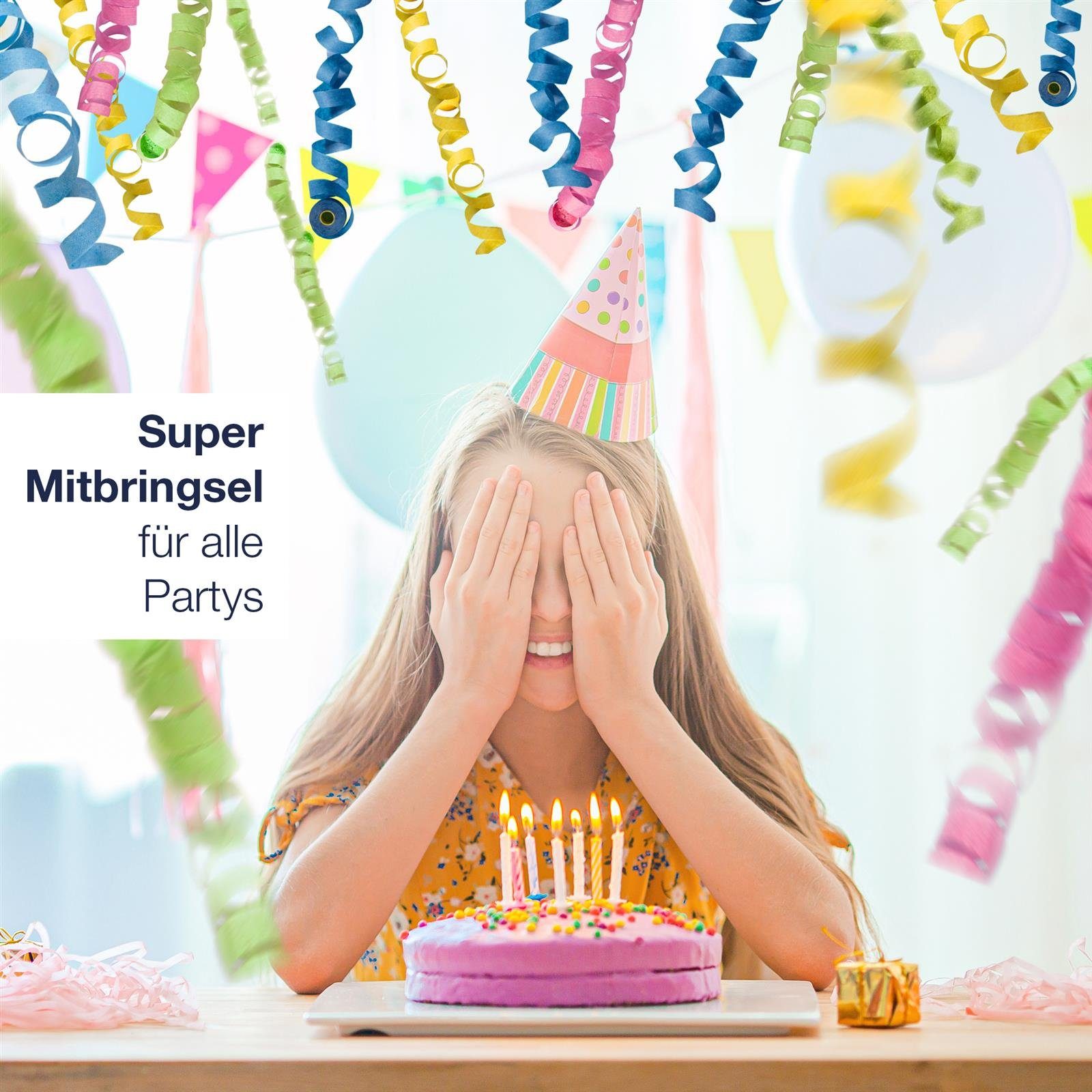 ILP Konfetti 6x Party Popper Hut, Konfettikanone ohne Knall - Bunter Partyspaß - 15,5 cm