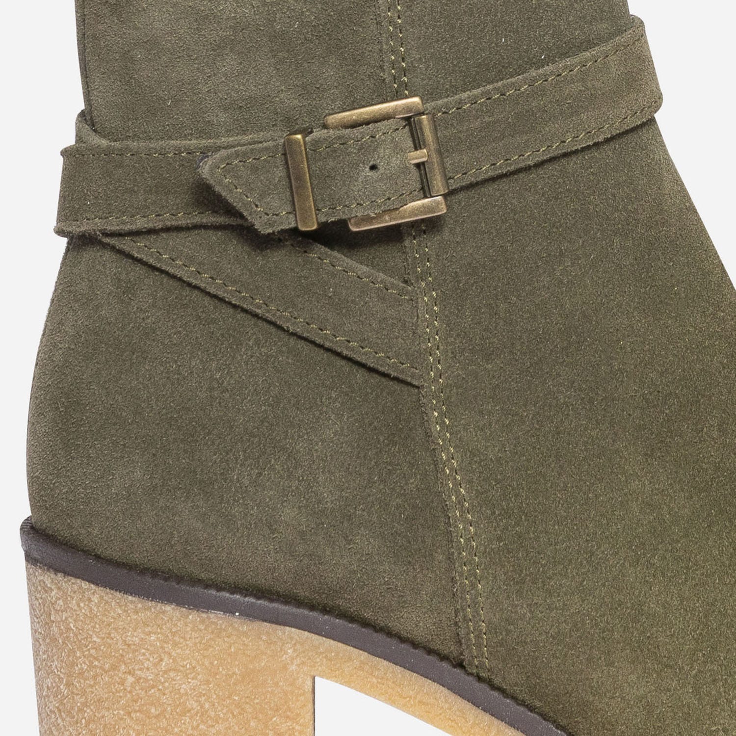 Boots TEXTO kaki éco-conçu en cuir velours
