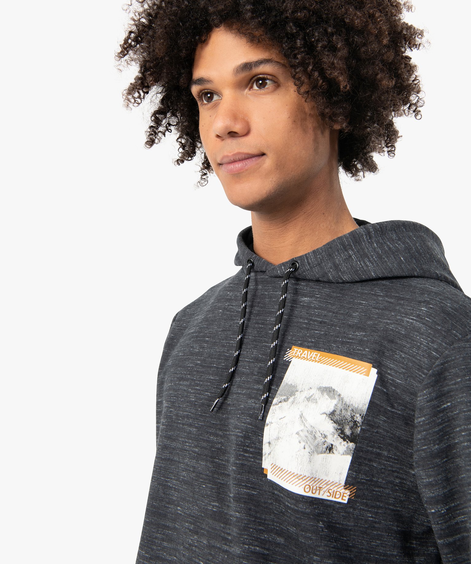 Sweat homme à capuche aspect chiné gris | GEMO