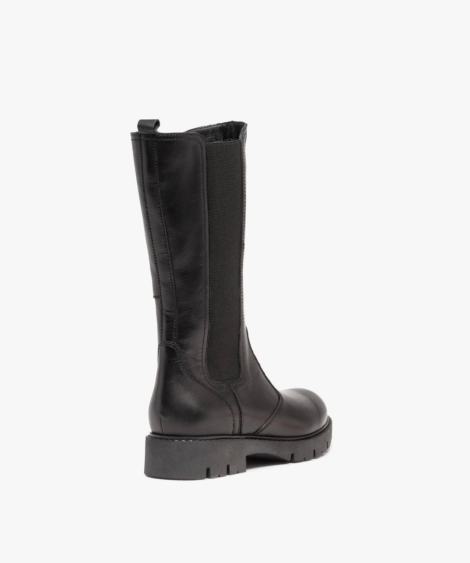 Bottes fille dessus cuir uni à semelle crantée - Tanéo noir | GEMO