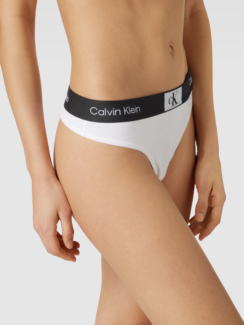 String mit elastischem Logo-Bund Modell 'MODERN THONG' in weiß
