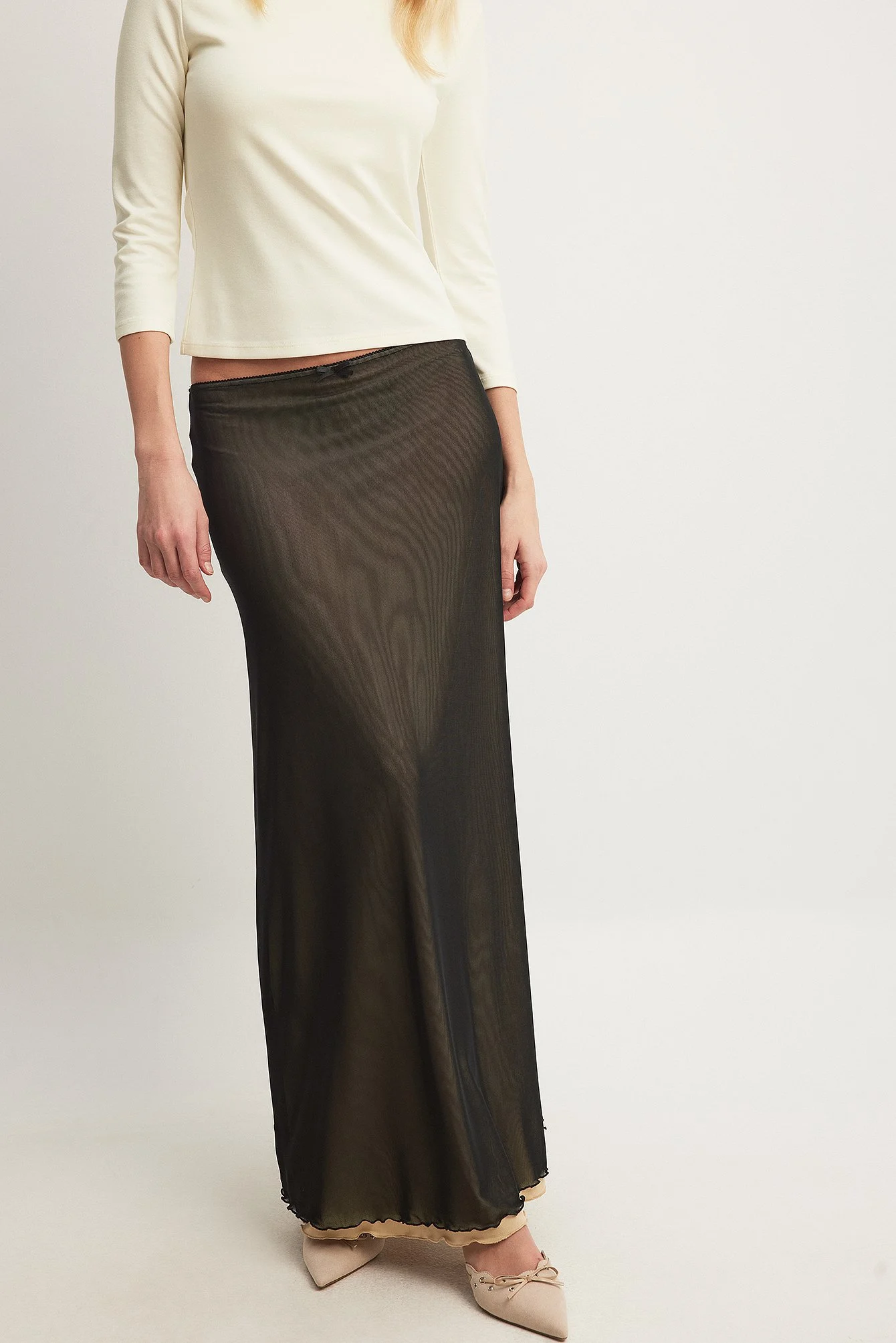 Mesh Layered Maxi Skirt