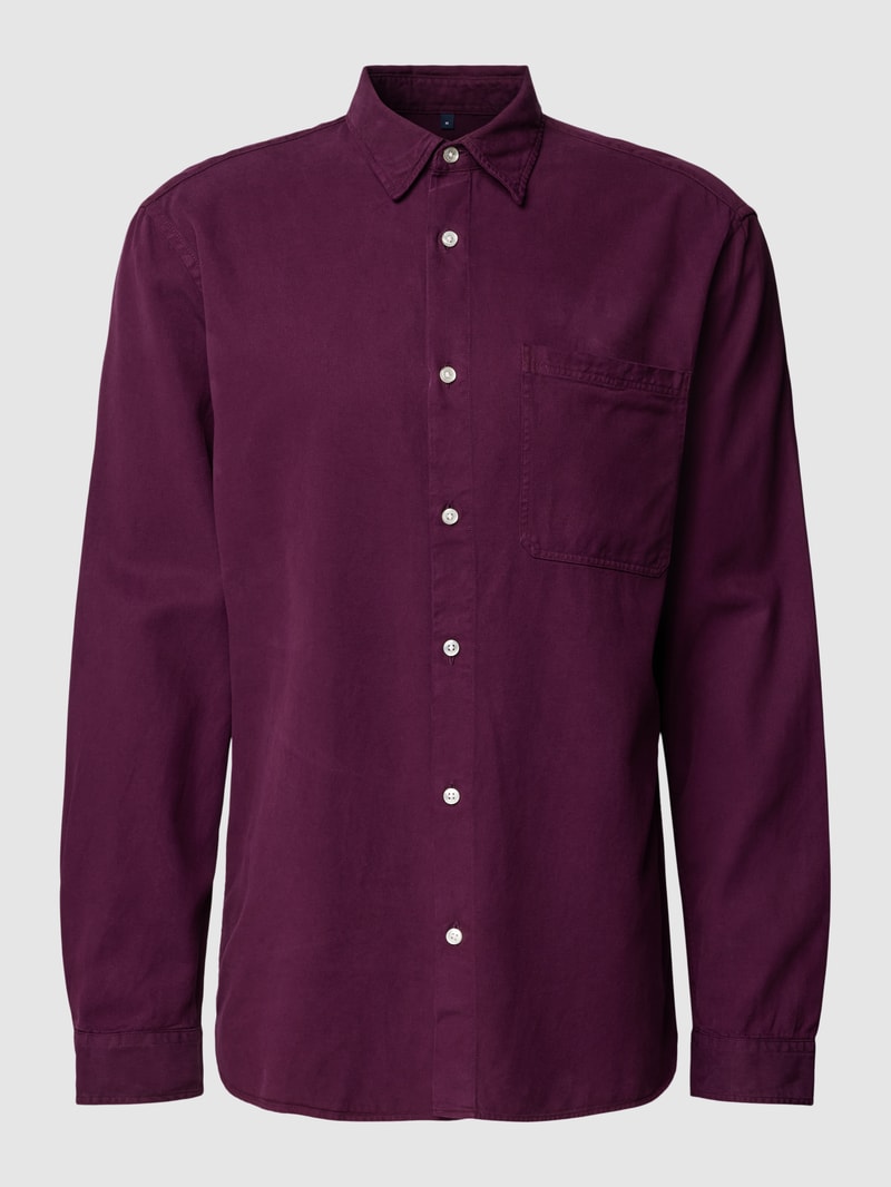 Freizeithemd im Denim-Look in aubergine
