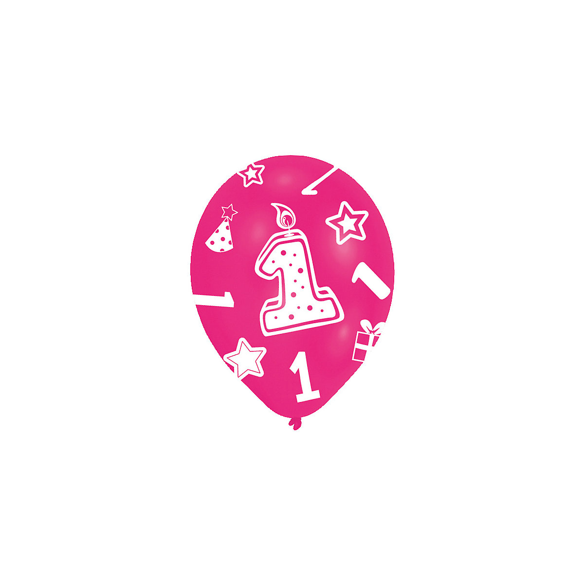 Latexballons Zahl 1, 6 Stück pink