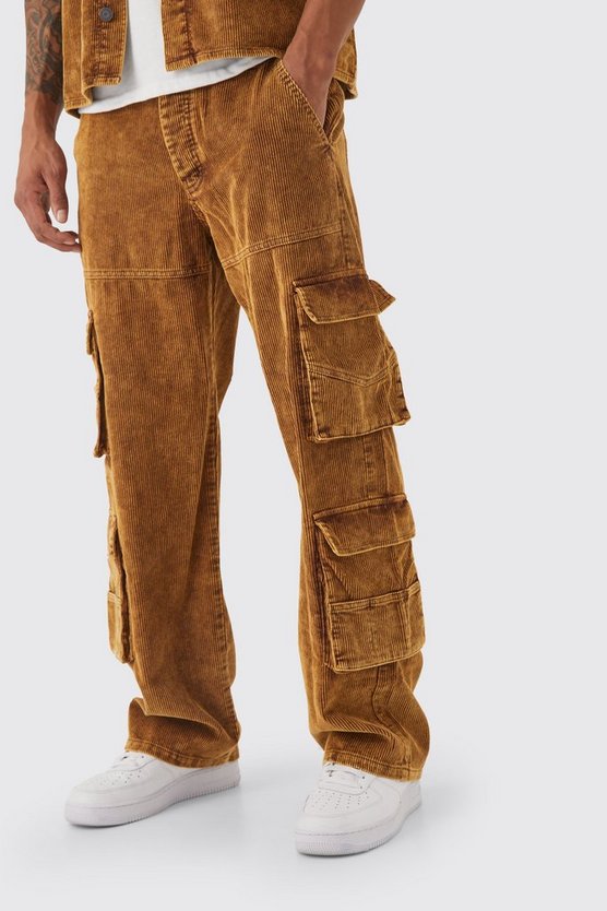 Lockere Cargo-Hose mit Taschen und Acid-Waschung
