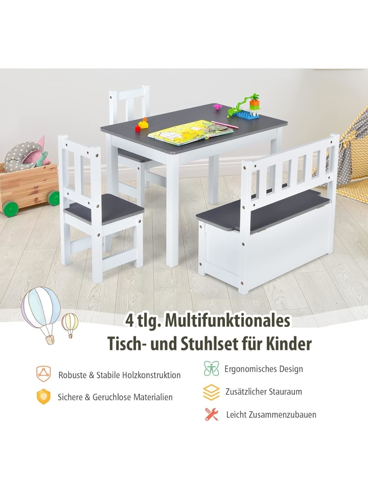 COSTWAY 4 tlg. Set Sitzgruppe in Grau günstig kaufen 70 cm