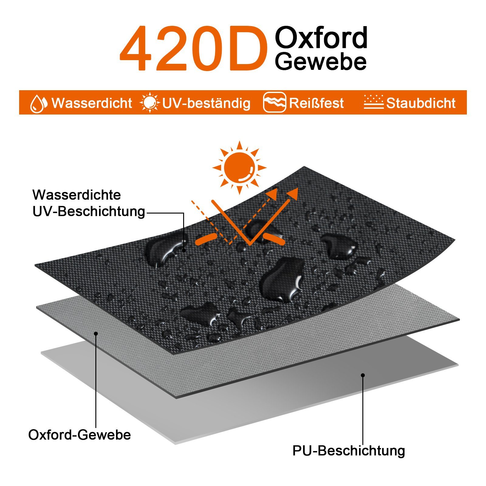 Woltu Gartenmöbel-Schutzhülle (1-St), mit Zugband 420D Oxford-Gewebe, Anti-UV