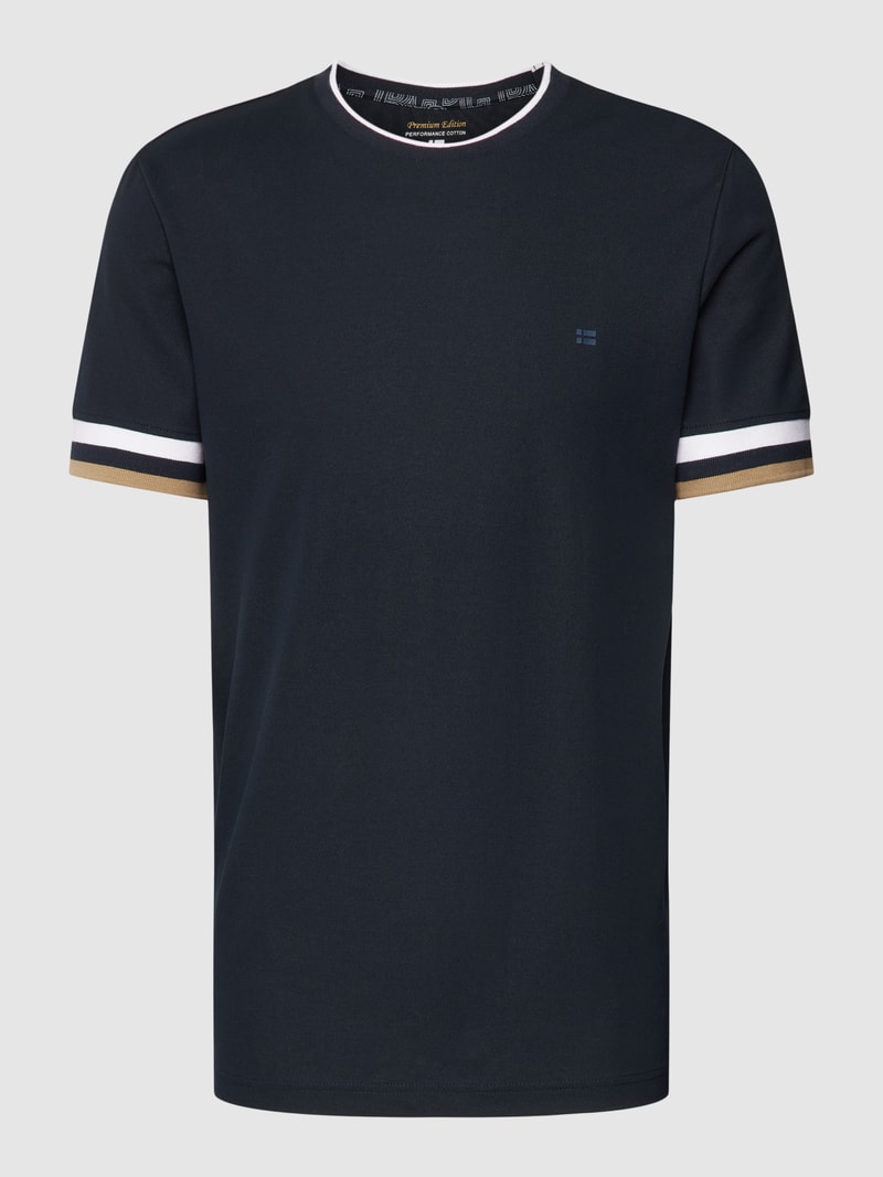 T-Shirt mit Kontraststreifen in marineblau