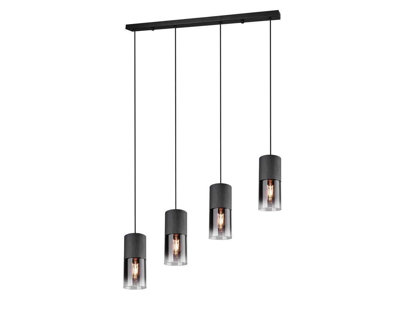 meineWunschleuchte LED Pendelleuchte, LED wechselbar, Warmweiß, Rauchglas Balken-leuchte mehrflammig für über-n Esstisch & Kochinsel