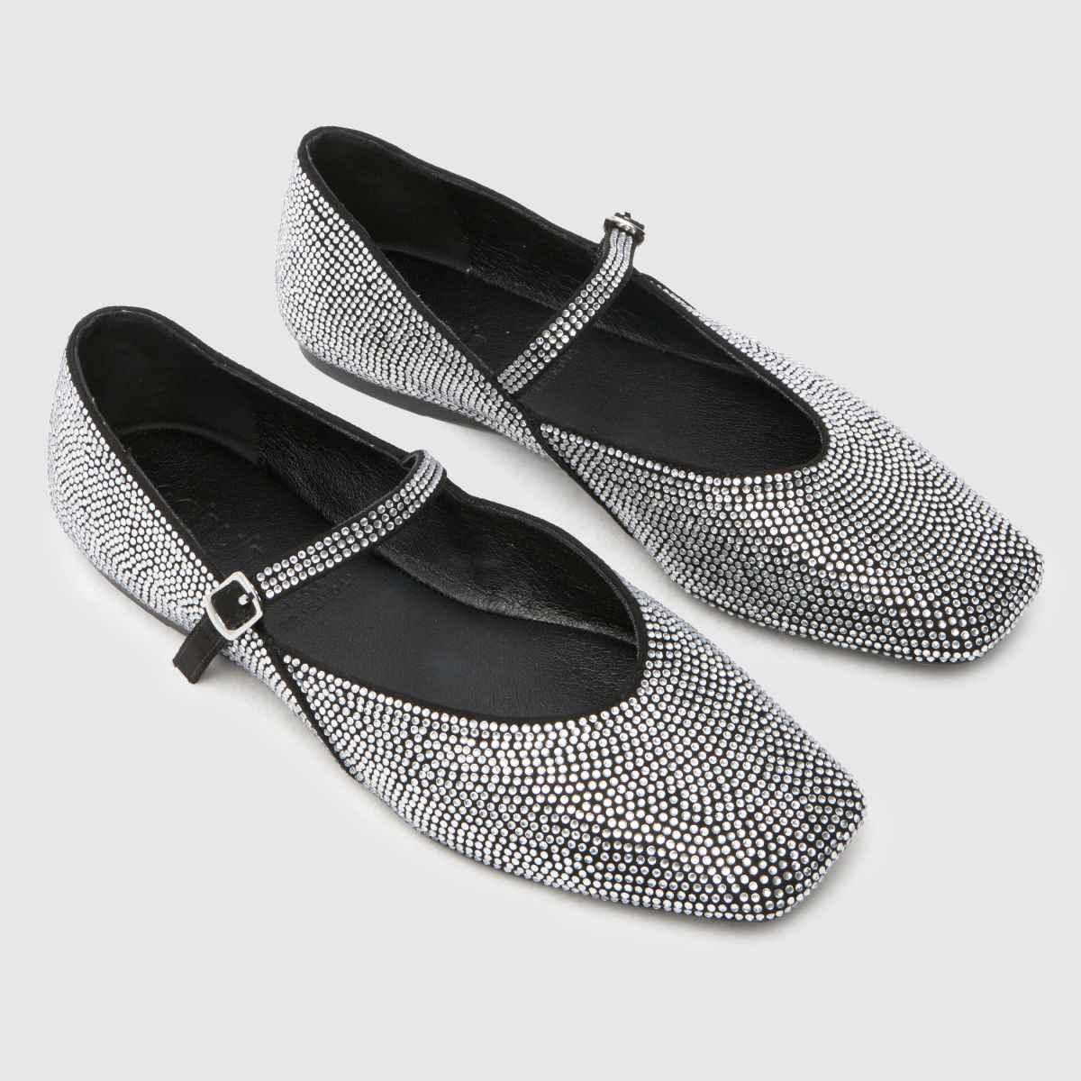 Schuh Lois díszítésű balerina lapos cipők ezüst színben