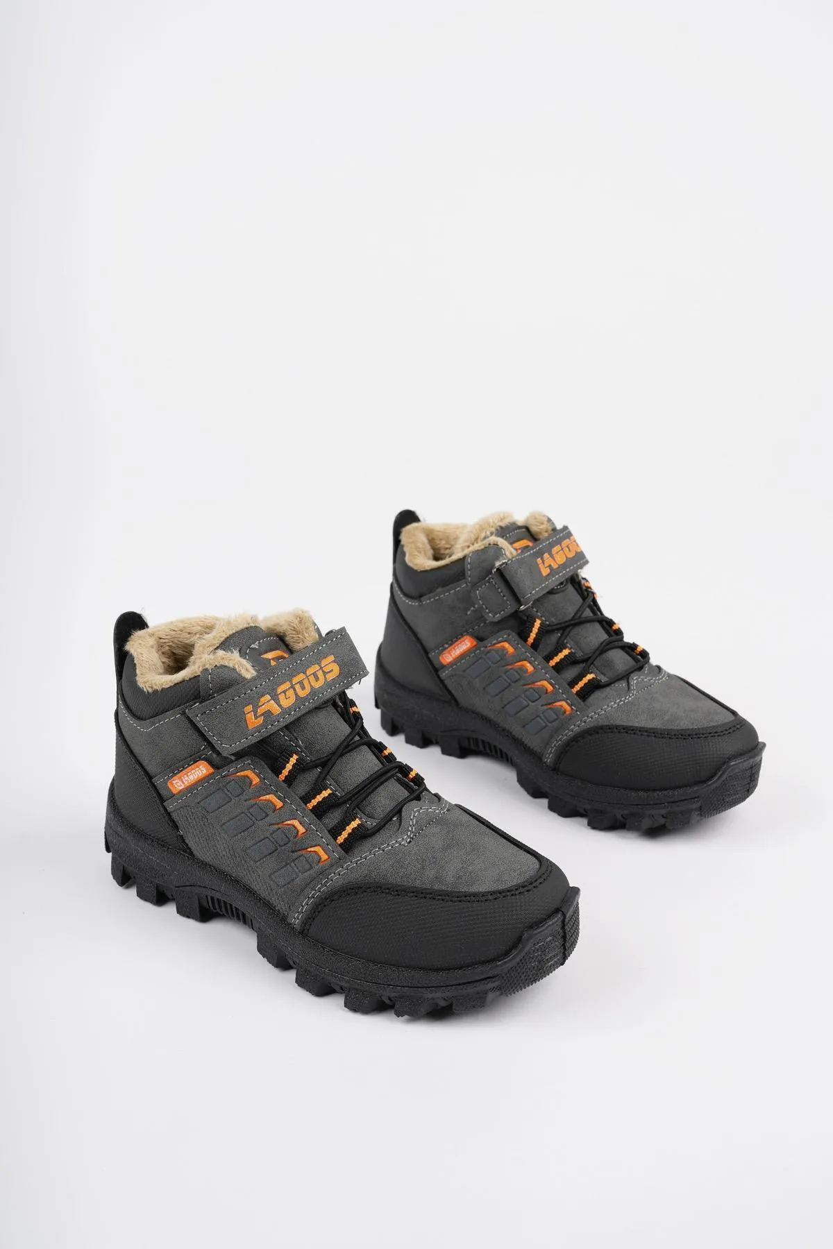MUGGO  Bob Guaranteed Schnür-Klettverschluss-Unisex-Kinder-Outdoor-Winterstiefel mit Fell innen