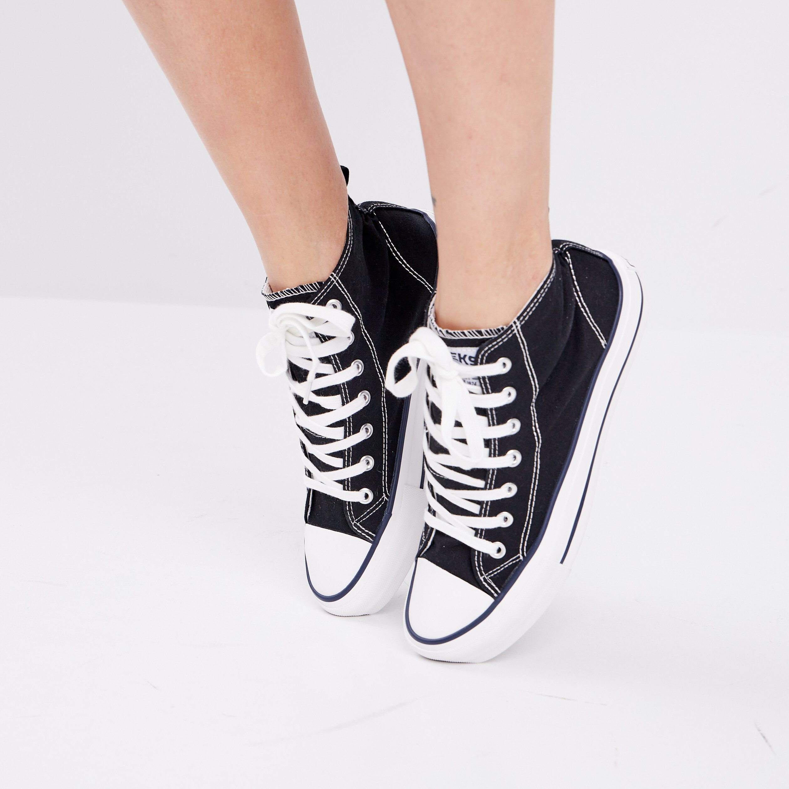 Baskets montantes en toile Creeks noir femme | La Halle