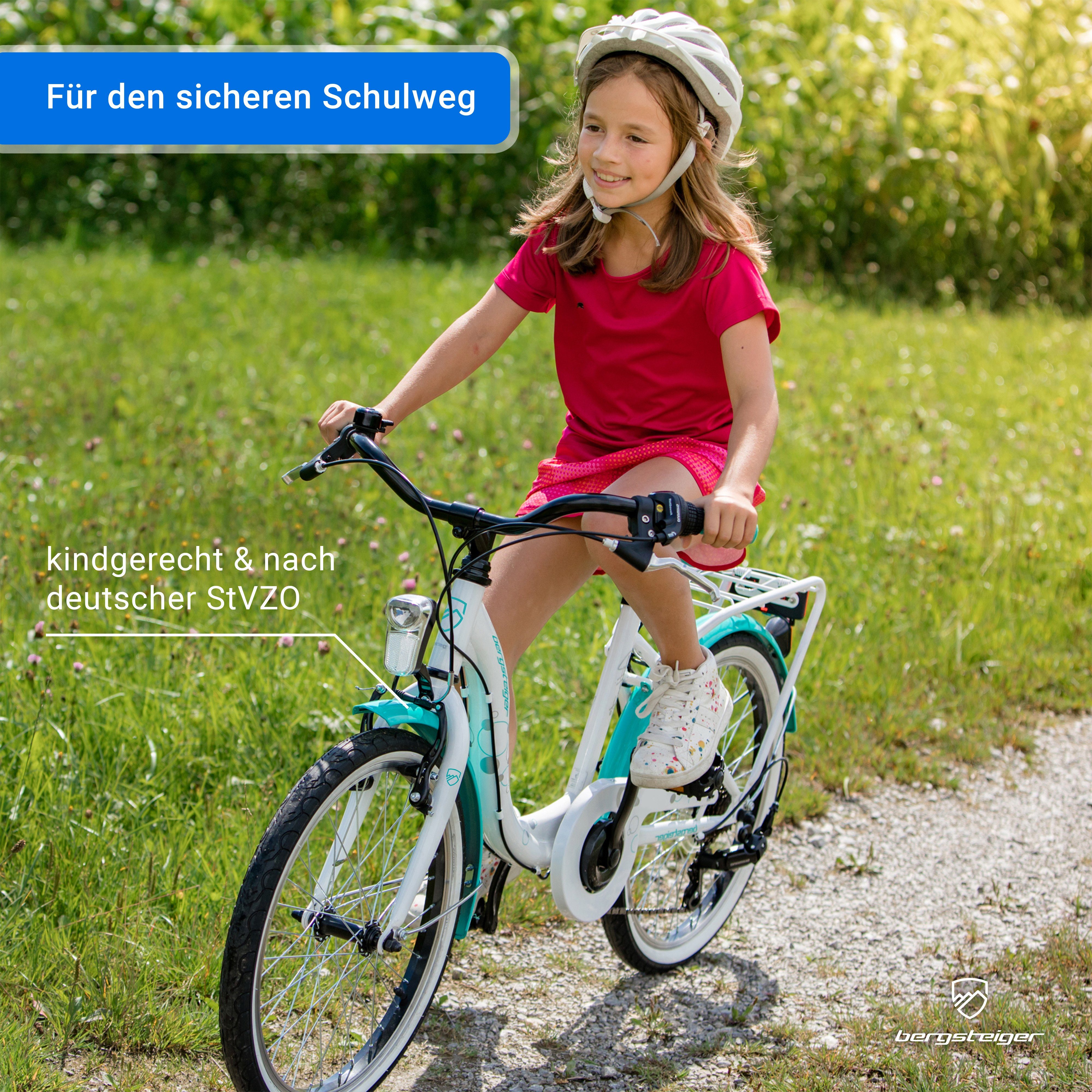 bergsteiger Kinderfahrrad Atlantis 20, 24 Zoll Kinderfahrrad, 6,7, 8, 9, 10, 11 Jahre, StVZO, 6 Gang Shimano Tourney RD-TY300 Schaltwerk, Kettenschaltung