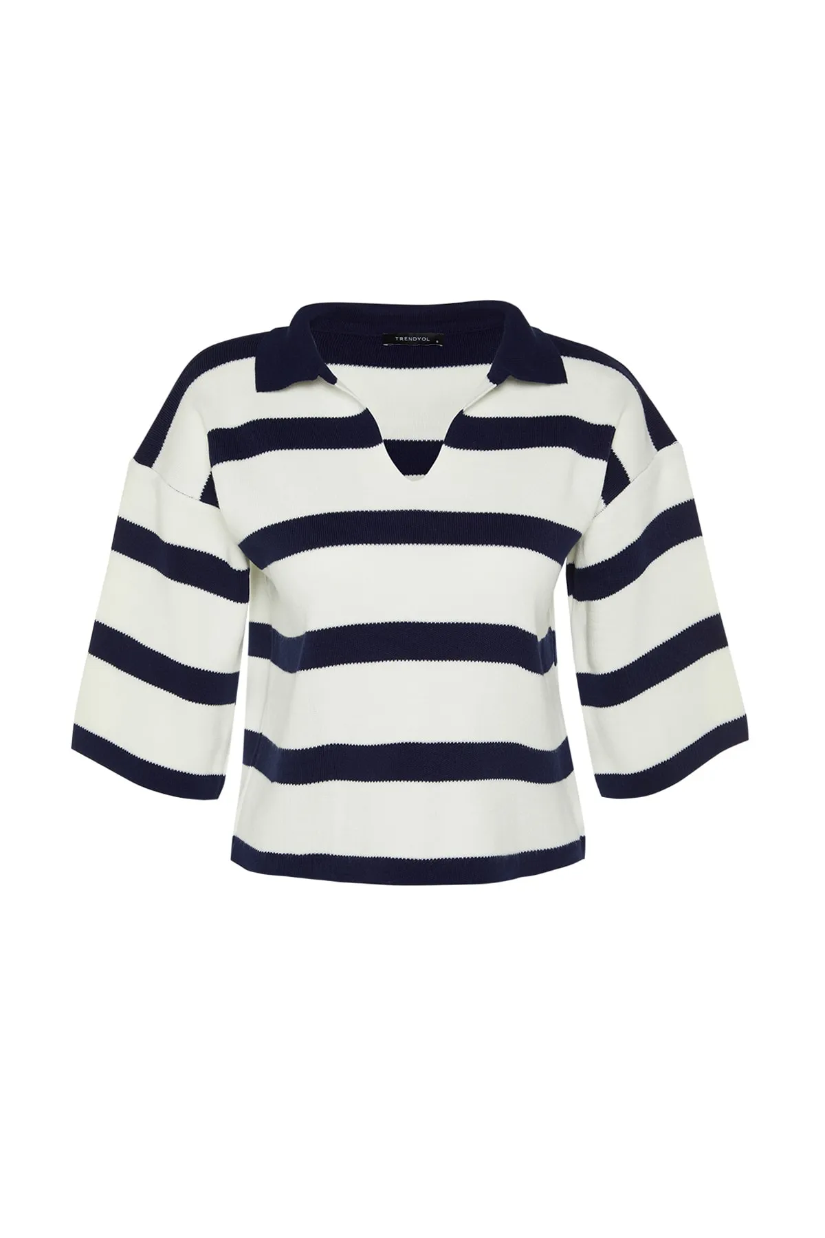 Trendyol Collection  Marineblauer Basic-Strickpullover mit Streifen TWOAW23BZ00001