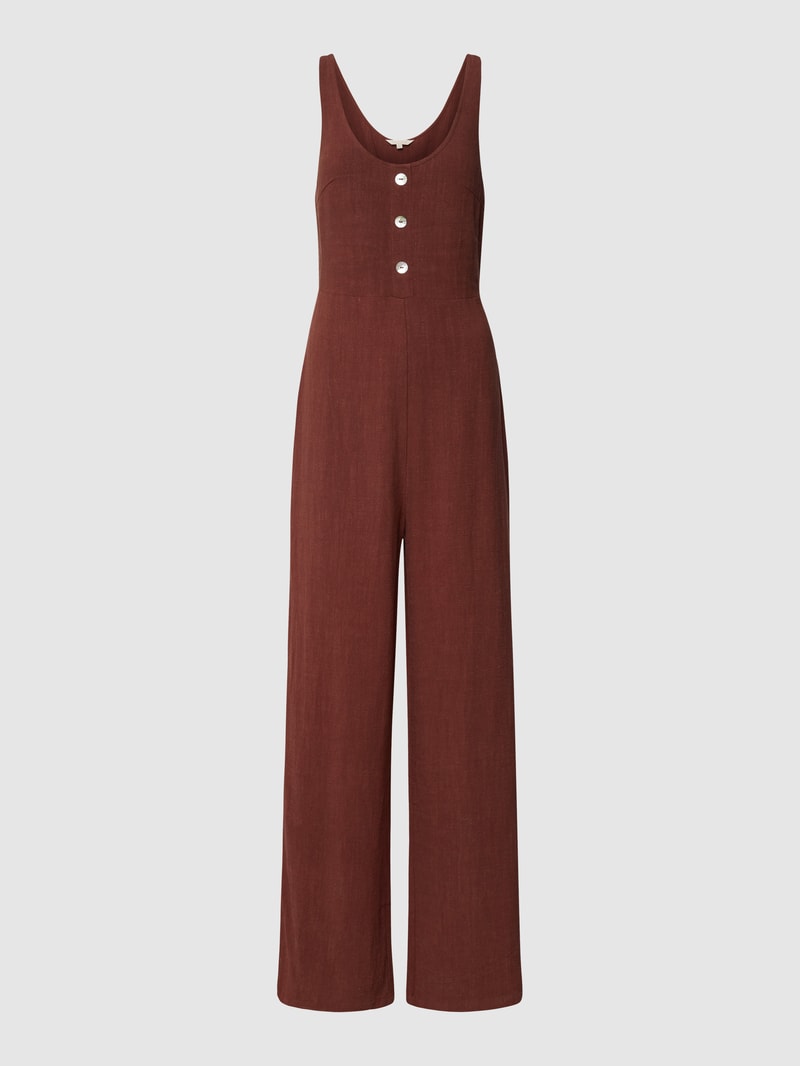 Jumpsuit mit angedeuteter Knopfleiste in schokobraun